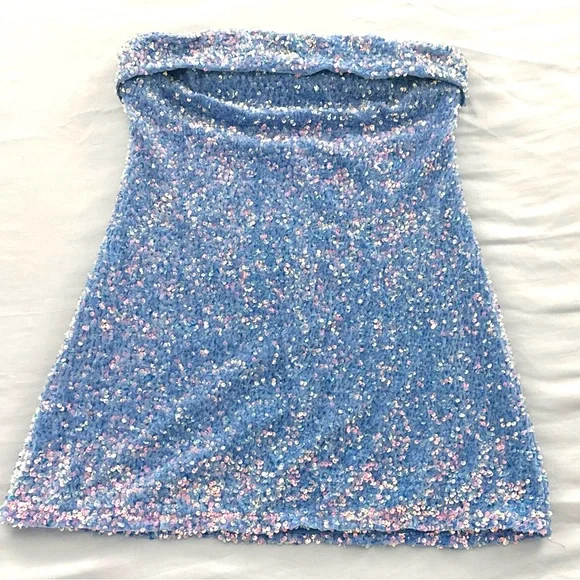 Princess Polly Blue Sequin Mini Dress - Picture 4 of 16
